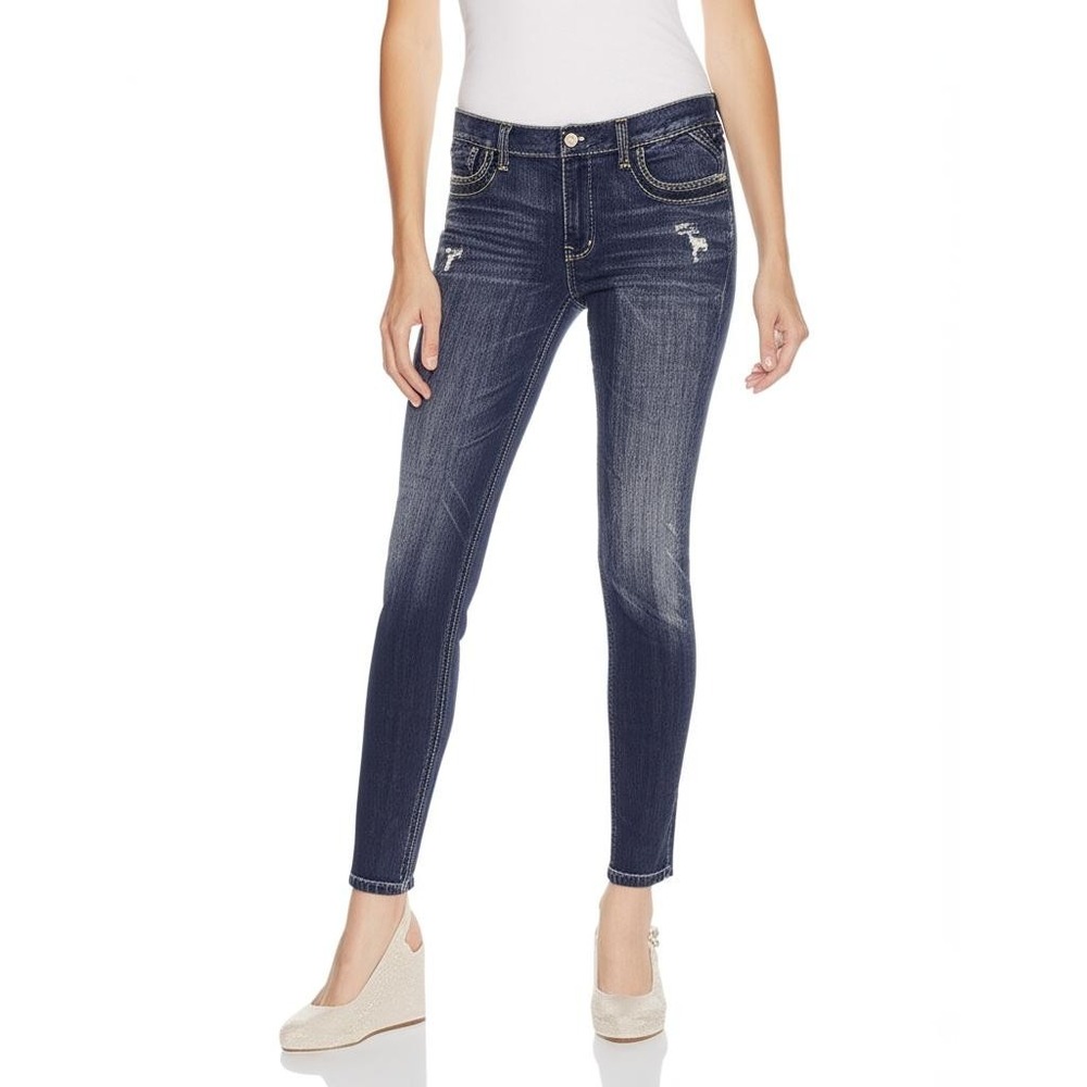 White House‎ Black Market Womens 8 Dark Blue Girlfriend Jeans Distressed Trendy